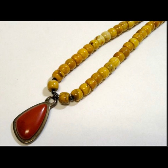 JASPER Red&Tan 925 Native Tribal Boho Necklace - Picture 8 of 8